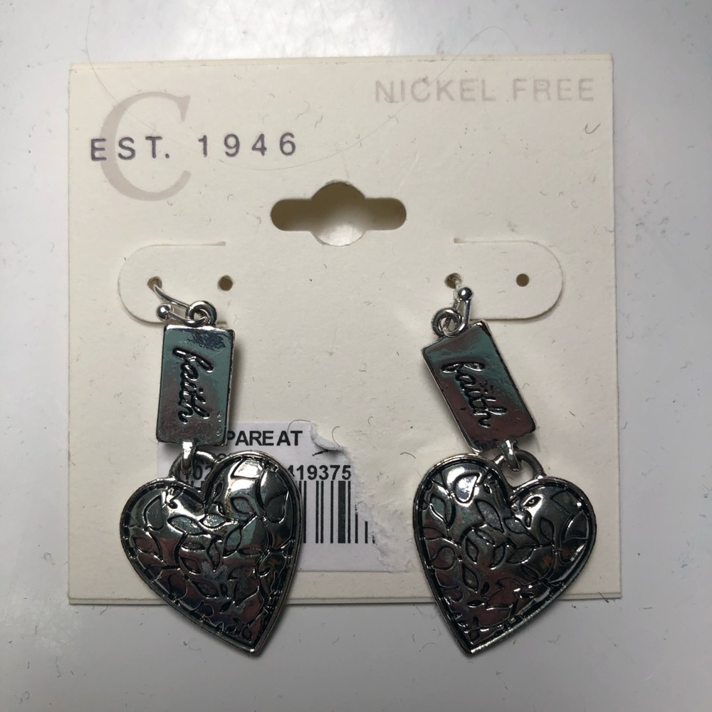 NWT Heart Drop Christian Earrings